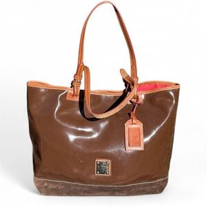 Dooney & Bourke Patent Leather and Suede Tote Bag